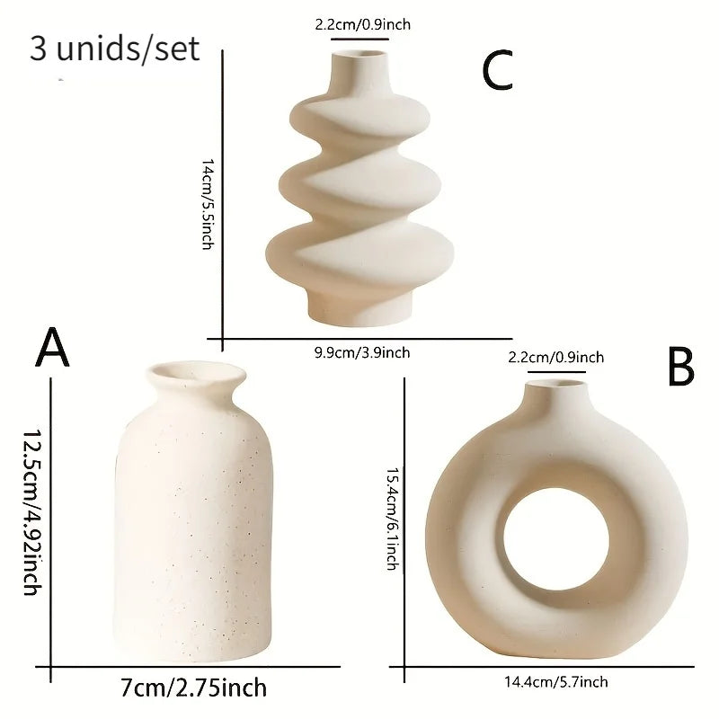 Ensemble de 3 vases bohème en céramique