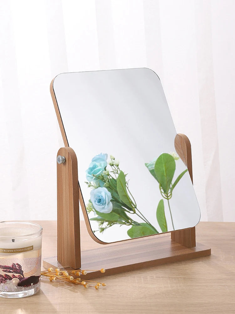Miroir avec support en bois