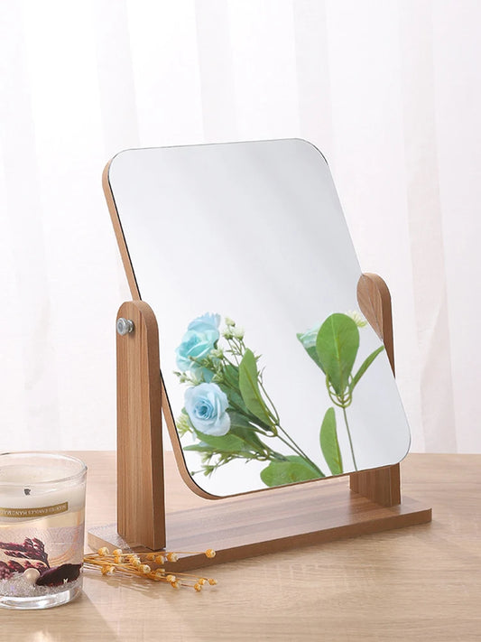 Miroir avec support en bois