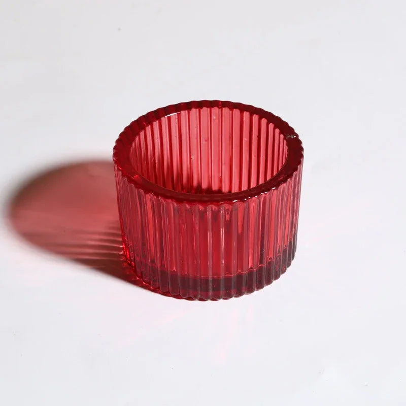 Bougeoir en Verre Rose