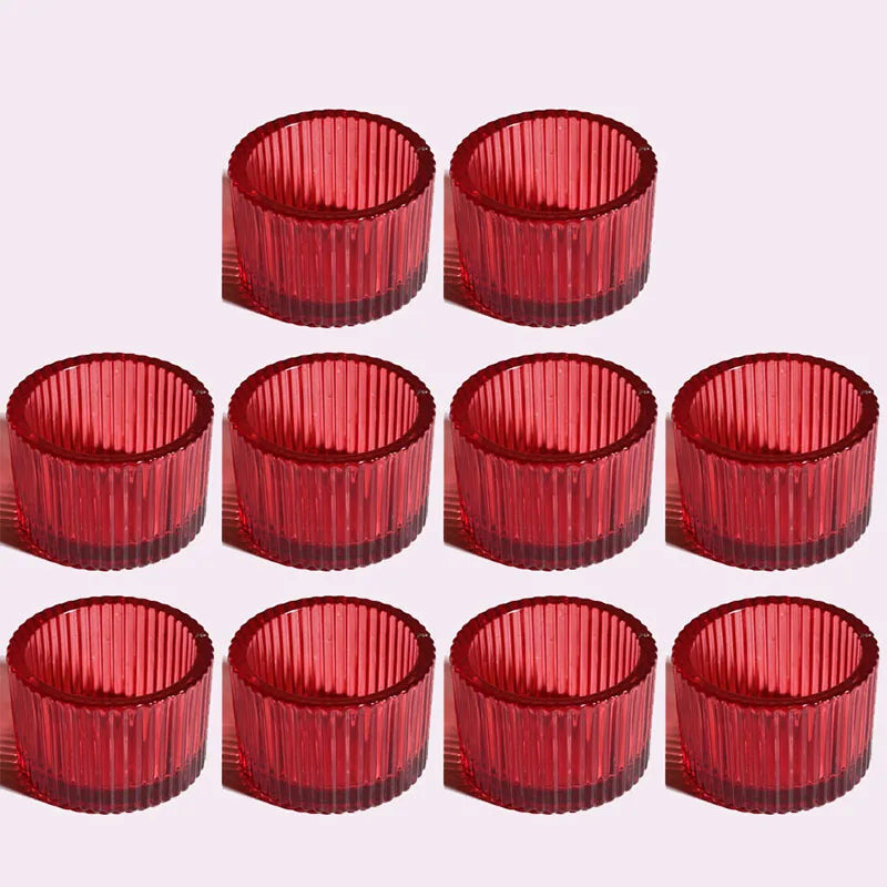 Bougeoir en Verre Rose