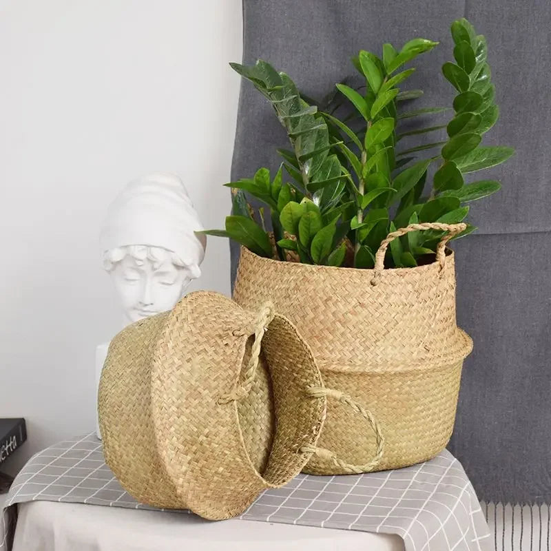 Panier en jonc de mer et osier
