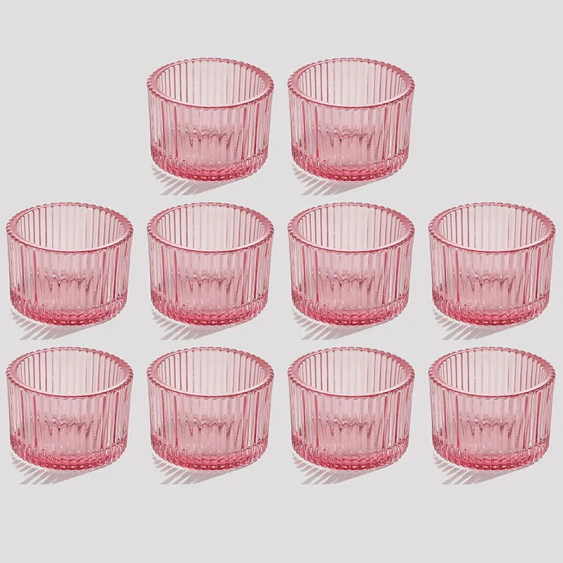 Bougeoir en Verre Rose