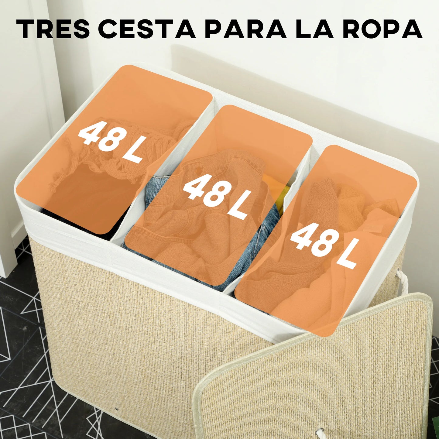 Panier à linge sale 3 compartiments