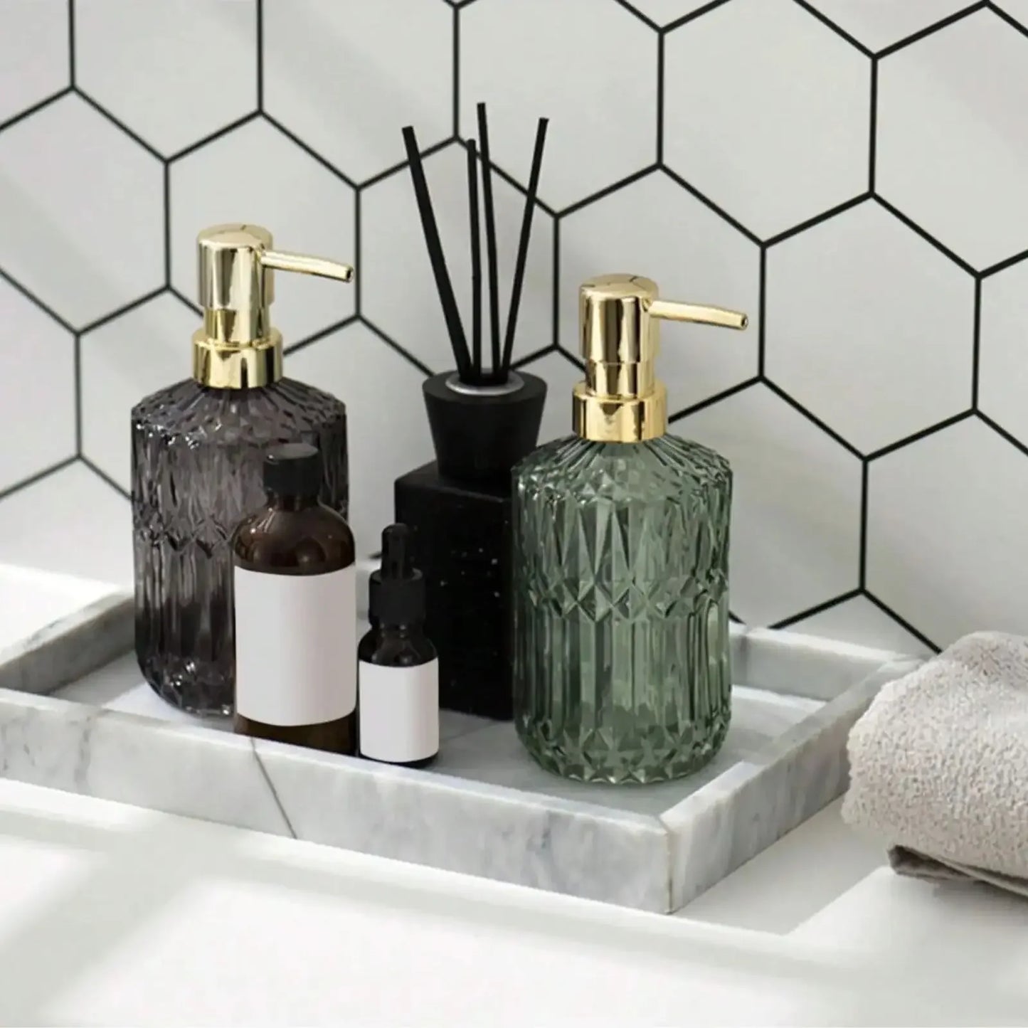Distributeur de savon en verre rechargeable