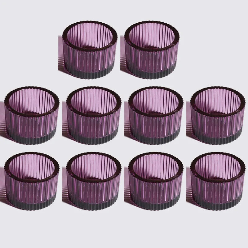 Bougeoir en Verre Rose