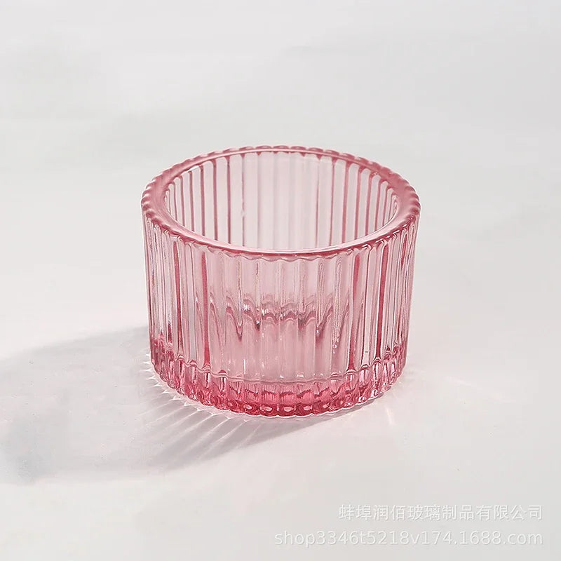 Bougeoir en Verre Rose