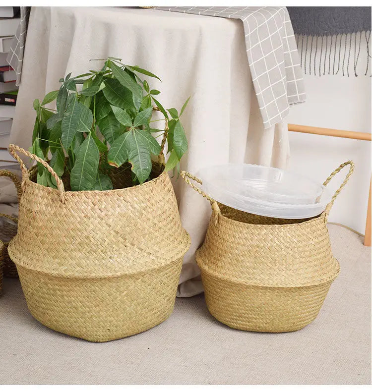 Panier en jonc de mer et osier