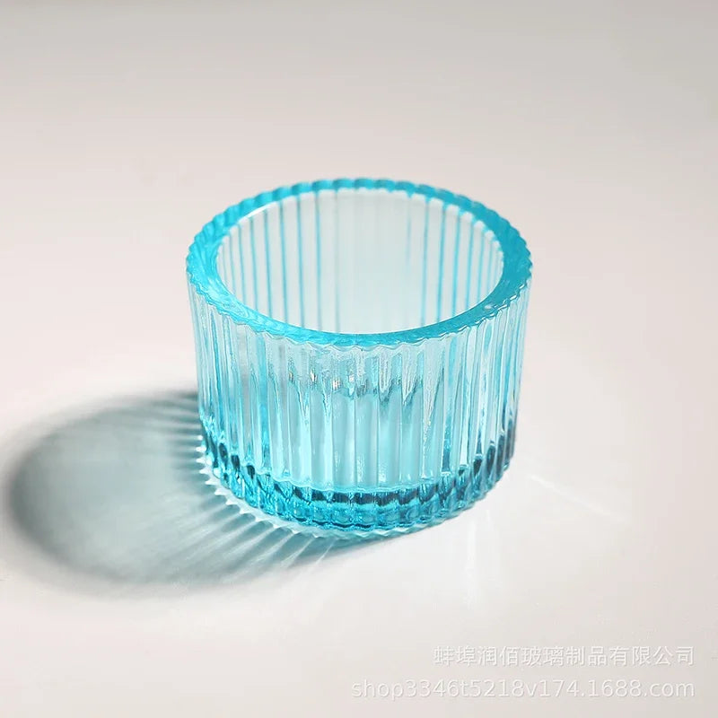 Bougeoir en Verre Rose