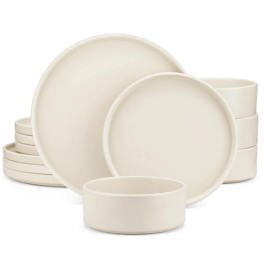 Service vaisselle en grès blanc
