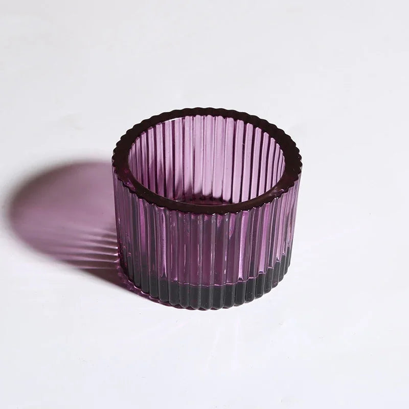Bougeoir en Verre Rose